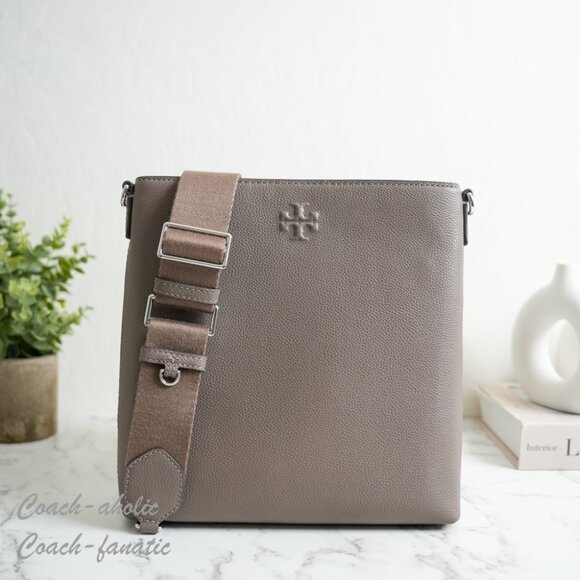 NWT Tory Burch Thea Swingpack Leather Crossbody in Wild Mushroom - Picture 2 of 10